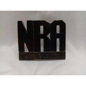Vintage NRA Active Member Belt Buckle Brass Western Gun Rights Patriotic‎ USA